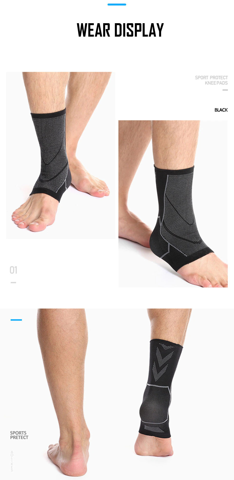 Bộ 2 bó gót chống lật cổ chân AOLIKES A-7137-2 Elastic weave ankle